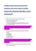Michigan Septic System Specialist Exam   Questions and Correct Answers &lpar;Verified  Answers&rpar; Plus Rationales 2026 Q&A &vert; Instant  Download Pdf 