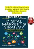 Test Bank for Digital Marketing Strategy&colon; An Integrated Approach to Online Marketing 3rd Edition by Simon Kingsnorth &ndash; Latest Update 2026 Exam Prep &vert; Graded A&plus;