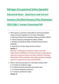 Bundle for Michigan Occupational Safety Specialist Advanced Exam Questions and Correct Answers &lpar;Verified Answers&rpar; Plus Rationales 2026 Q&A &vert; Instant Download Pdf