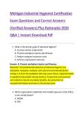 Bundle for Michigan Industrial Hygienist Certification Exam Questions and Correct Answers &lpar;Verified Answers&rpar; Plus Rationales 2026 Q&A &vert; Instant Download Pdf