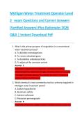 Michigan Water Treatment Operator Level  2   exam Questions and Correct Answers  &lpar;Verified Answers&rpar; Plus Rationales 2026  Q&A &vert; Instant Download Pdf