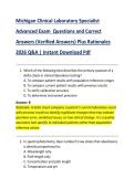 Michigan Clinical Laboratory Specialist   Advanced Exam  Questions and Correct  Answers &lpar;Verified Answers&rpar; Plus Rationales  2026 Q&A &vert; Instant Download Pdf 