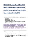 Michigan CDL Advanced Endorsement  Exam Questions and Correct Answers  &lpar;Verified Answers&rpar; Plus Rationales 2026  Q&A &vert; Instant Download Pdf