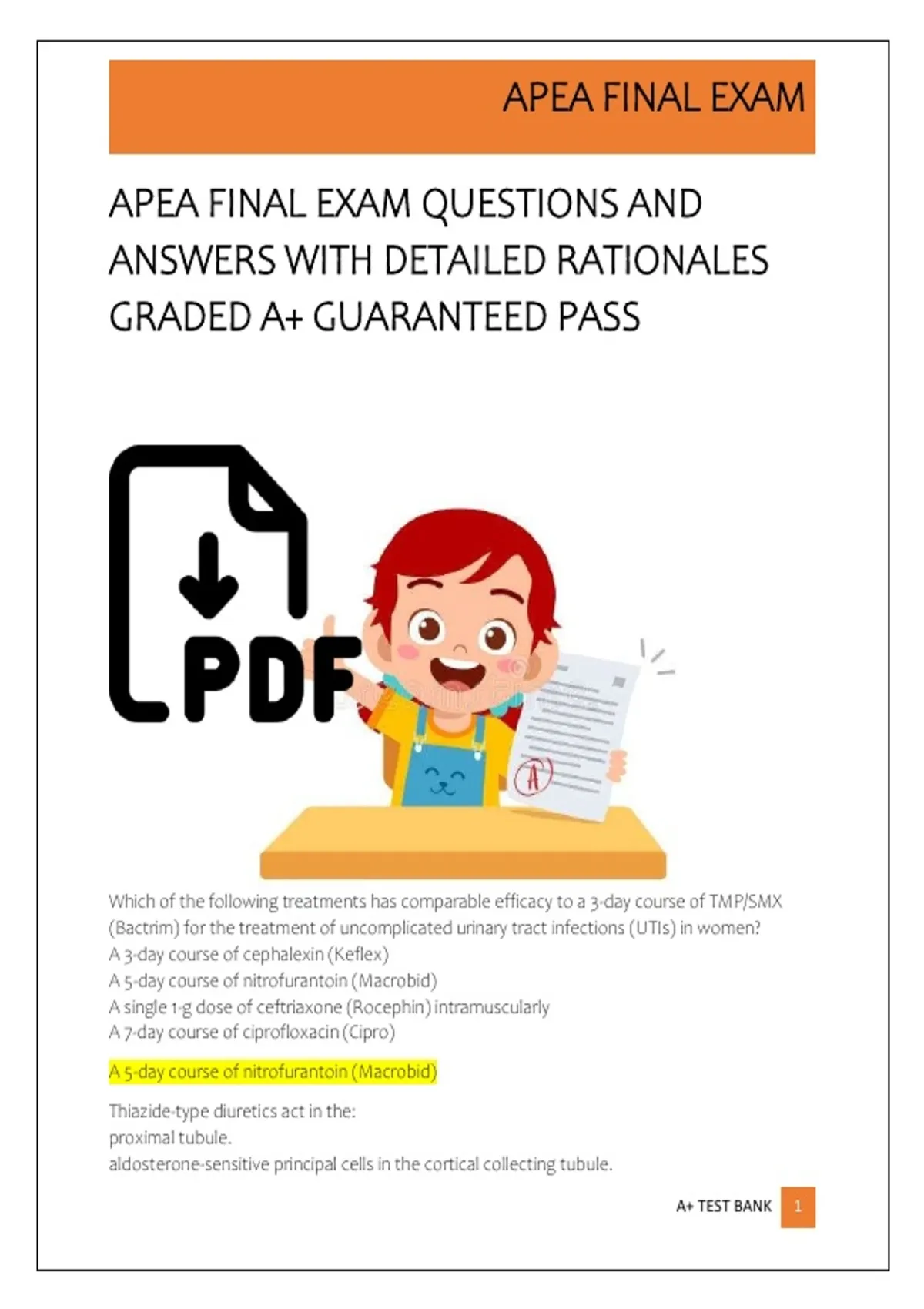 APEA FINAL EXAM QUESTIONS AND ANSWERS WITH DETAILED RATIONALES GRADED ...
