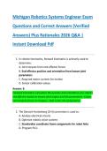 Michigan Robotics Systems Engineer Exam  Questions and Correct Answers &lpar;Verified  Answers&rpar; Plus Rationales 2026 Q&A &vert;  Instant Download Pdf 