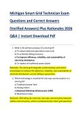 Michigan Smart Grid Technician Exam    Questions and Correct Answers  &lpar;Verified Answers&rpar; Plus Rationales 2026  Q&A &vert; Instant Download Pdf 