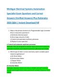 Michigan Electrical Systems Automation  Specialist Exam Questions and Correct  Answers &lpar;Verified Answers&rpar; Plus Rationales  2026 Q&A &vert; Instant Download Pdf 