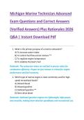 Michigan Marine Technician Advanced  Exam Questions and Correct Answers  &lpar;Verified Answers&rpar; Plus Rationales 2026  Q&A &vert; Instant Download Pdf