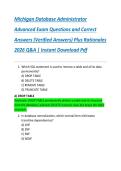 Michigan Database Administrator  Advanced Exam Questions and Correct  Answers &lpar;Verified Answers&rpar; Plus Rationales  2026 Q&A &vert; Instant Download Pdf