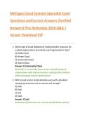 Michigan Cloud Systems Specialist Exam  Questions and Correct Answers &lpar;Verified  Answers&rpar; Plus Rationales 2026 Q&A &vert;  Instant Download Pdf