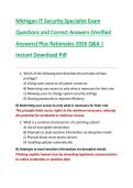 Michigan IT Security Specialist Exam  Questions and Correct Answers &lpar;Verified  Answers&rpar; Plus Rationales 2026 Q&A &vert;  Instant Download Pdf   