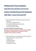 Michigan Data Privacy Compliance  Specialist Exam Questions and Correct  Answers &lpar;Verified Answers&rpar; Plus Rationales  2026 Q&A &vert; Instant Download Pdf 