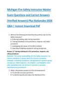 Michigan Fire Safety Instructor Master  Exam Questions and Correct Answers  &lpar;Verified Answers&rpar; Plus Rationales 2026  Q&A &vert; Instant Download Pdf