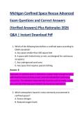 Michigan Confined Space Rescue Advanced  Exam Questions and Correct Answers  &lpar;Verified Answers&rpar; Plus Rationales 2026  Q&A &vert; Instant Download Pdf