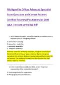 Michigan Fire Officer Advanced Specialist  Exam Questions and Correct Answers  &lpar;Verified Answers&rpar; Plus Rationales 2026  Q&A &vert; Instant Download Pdf