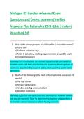 Michigan K9 Handler Advanced Exam  Questions and Correct Answers &lpar;Verified  Answers&rpar; Plus Rationales 2026 Q&A &vert; Instant  Download Pdf 