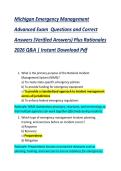 Michigan Emergency Management  Advanced Exam  Questions and Correct  Answers &lpar;Verified Answers&rpar; Plus Rationales  2026 Q&A &vert; Instant Download Pdf
