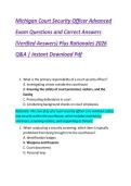 Michigan Court Security Officer Advanced  Exam Questions and Correct Answers  &lpar;Verified Answers&rpar; Plus Rationales 2026  Q&A &vert; Instant Download Pdf 