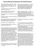 Decision Making Test Questions with Verified Answers
