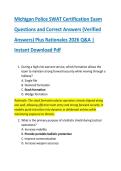 Michigan Police SWAT Certification Exam  Questions and Correct Answers &lpar;Verified  Answers&rpar; Plus Rationales 2026 Q&A &vert;  Instant Download Pdf 