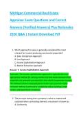 Michigan Commercial Real Estate  Appraiser Exam Questions and Correct  Answers &lpar;Verified Answers&rpar; Plus Rationales  2026 Q&A &vert; Instant Download Pdf