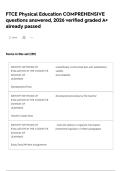 FTCE Physical Education COMPREHENSIVE questions answered&comma; 2026 verified graded A&plus; already passed