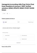 Managerial Accounting-MBA Prep Works Final Exam Questions & Answers &vert; 100&percnt; Verified solutions &lpar;2026&rpar; UPDATE &vert;2026&excl;&excl; STUDY GUIDE EXAM  