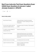 Red Cross Instructor Test Exam Questions Exam &lpar;2026&rpar; Exam Questions & Answers &vert; Latest Already Graded A&plus; UPDATE