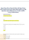 SSI Open Water Diver Final Exam &ndash; Scuba Certification &ndash; Latest 2025&ndash;2026 Practice Questions with Verified Answers