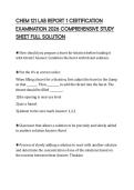CHEM 121 LAB REPORT 1 CERTIFICATION EXAMINATION 2026 COMPREHENSIVE STUDY SHEET FULL SOLUTION