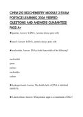 CHEM 210 BIOCHEMISTRY MODULE 3 EXAM PORTAGE LEARNING 2026 VERIFIED QUESTIONS AND ANSWERS GUARANTEED PASS A&plus;