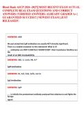 Blood Bank ASCP 2026 -2027&vert;&vert; MOST RECENT EXAM ACTUAL  COMPLETE REAL EXAM QUESTIONS AND CORRECT  ANSWERS &lpar;VERIFIED ANSWERS&rpar; ALREADY GRADED A&plus; &vert;  GUARANTEED SUCCESS&excl;&excl; &vert; NEWEST EXAM &vert; JUST  RELEASED&excl;&excl;