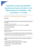 Club Pilates Actual Exam 2026&sol;2027&colon; Questions and Answers &lpar;Graded A&plus;&rpar; for Pilates Instructor Certification &ndash; Pass Guaranteed - A&plus; Graded