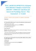 PSYC 140 DEVELOPMENTAL &lpar;Lifespan&rpar; PSYCHOLOGY Module 4 Actual Exam 2026&sol;2027 - PORTAGE&colon; Questions and Answers for Psychology Success &ndash; Pass Guaranteed - A&plus; Graded