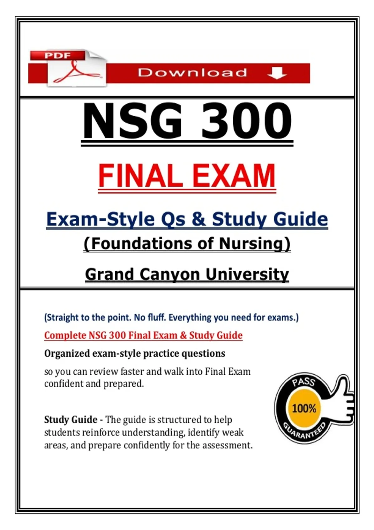 NSG 300 Final Exam (PDF) | (2026/2027) | Foundations of Nursing | Grand ...