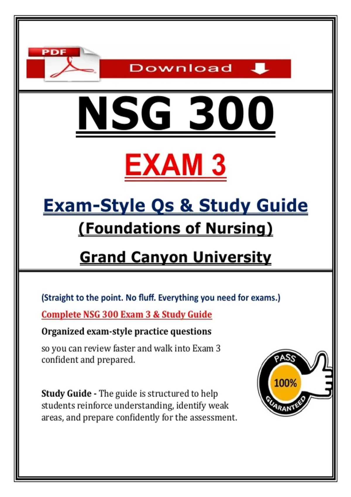 NSG 300 Exam 3 (PDF) | (2026/2027) | Foundations of Nursing | Grand ...