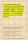 ATI COMMUNITY HEALTH LATEST FINAL EXAM 2026 WITH 135 COMPLETE QUESTION AND VERIFIED CORRECT ANSWERS&vert; MULTIPLE CHOICES&vert; ALREADY GRADED A&plus;&vert; ATI COMMUNITY HEALTH ACTUAL &lbrack;NEW EXAM&excl;&excl;&rsqb;