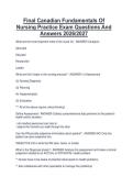 Package deal for Canadian Fundamentals Of Nursing  Comprehensive Canadian Fundamentals Of Nursing Final Exam Questions And 100&percnt; Verified Answers 2026&sol;2027