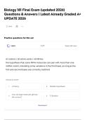 Biology 181 Final Exam &lpar;updated 2026&rpar; Questions & Answers &vert; Latest Already Graded A&plus; UPDATE 2026