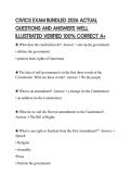 CIVICS EXAM BUNDLED 2026 ACTUAL QUESTIONS AND ANSWERS WELL ILLUSTRATED VERIFIED 100&percnt; CORRECT A&plus;