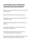 NUR 256 MENTAL HEALTH CERTIFICATION EVALUATION 2026 SOLVED QUESTIONS