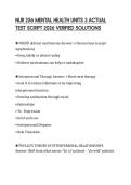 NUR 256 MENTAL HEALTH UNITS 3 ACTUAL TEST SCRIPT 2026 VERIFIED SOLUTIONS