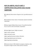 NUR 256 MENTAL HEALTH UNITS 3 CERTIFICATION EVALUATION 2026 SOLVED QUESTIONS