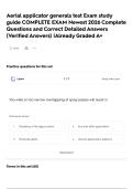 Aerial applicator generals test Exam study guide COMPLETE EXAM Newest 2026 Complete Questions and Correct Detailed Answers &lpar;Verified Answers&rpar; &vert;Already Graded A&plus;