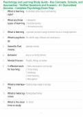 Psychology and Learning Study Guide - Key Concepts&comma; Schools&comma; and Approaches - Verified Questions and Answers - A&plus; Guaranteed Success - Complete Psychology Exam Prep