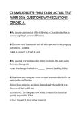 CLAIMS ADJUSTER FINAL EXAM ACTUAL TEST PAPER 2026 QUESTIONS WITH SOLUTIONS GRADED A&plus;