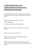 CLAIMS ADJUSTER FINAL EXAM CERTIFICATION EVALUATION 2026 FULL QUESTIONS WITH SOLUTIONS