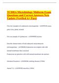 TCDHA Microbiology Midterm Exam Questions and Correct Answers New Update &lpar;Verified A&plus; Pass&rpar;