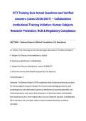 CITI Training Quiz Actual Questions and Verified Answers &lpar;Latest 2026&sol;2027&rpar; &ndash; Collaborative Institutional Training Initiative&colon; Human Subjects Research Protection&comma; RCR & Regulatory Compliance
