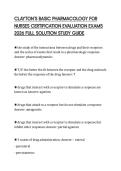 CLAYTON&rsquo;S BASIC PHARMACOLOGY FOR NURSES CERTIFICATION EVALUATION EXAMS 2026 FULL SOLUTION STUDY GUIDE